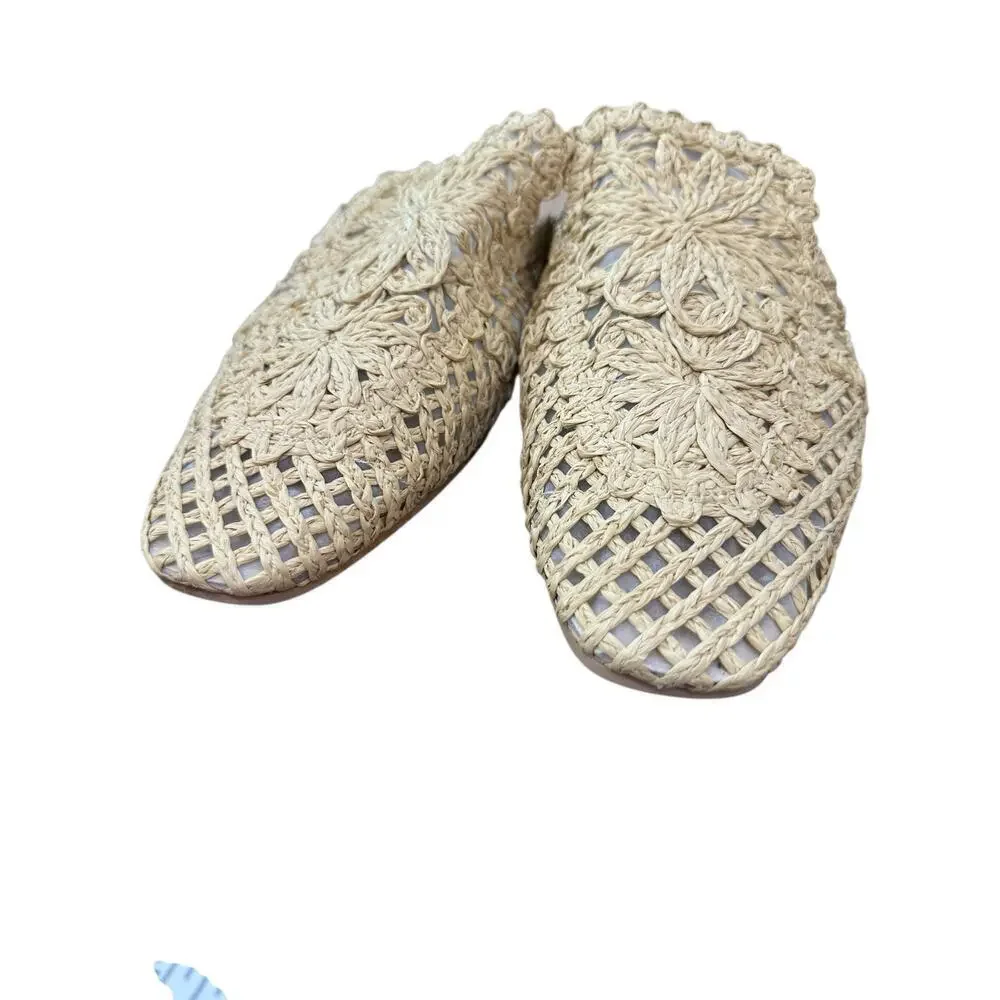 Dolce Vita Women's Light Natural Diya Macrame Diya Flat Mules Size 13